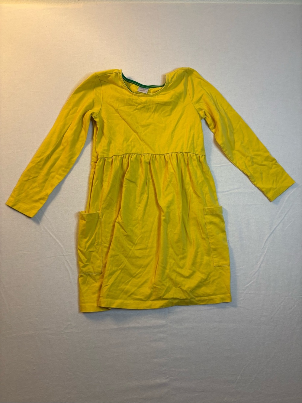 Hanna Andersson Yellow Long-Sleeve Knit Pocket Dress